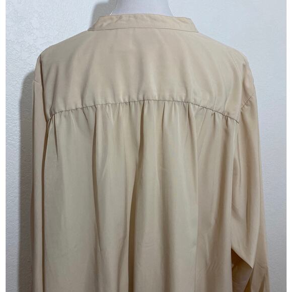 Roaman's Size 32W Light Brown Tan Tuxedo Front Tunic/Blouse Long Sleeve Casual - Picture 7 of 9